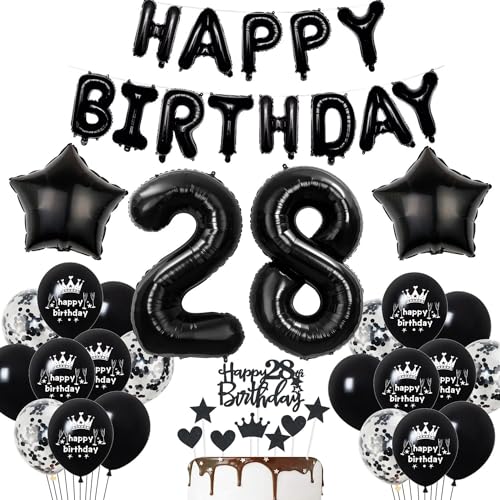 Deko 28. Geburtstag Mann Schwarz Tortendeko 28 Geburtstag Frau Luftballons 28. Schwarz Party Ballons 28 Dekoration Geburtstagsdeko 28 Jahre Mann Deko Schwarze von Haosell