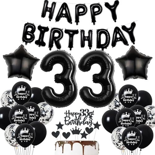Deko 33. Geburtstag Mann Frau - Schwarze Luftballons, Party Ballons, Tortendeko, Dekoration - Geburtstagsdeko 33 Jahre Deko 33. Geburtstag Mann Frau - Schwarze Luftballons, Party Ballons, Tortendeko, Dekoration - Geburtstagsdeko 33 Jahre von Haosell