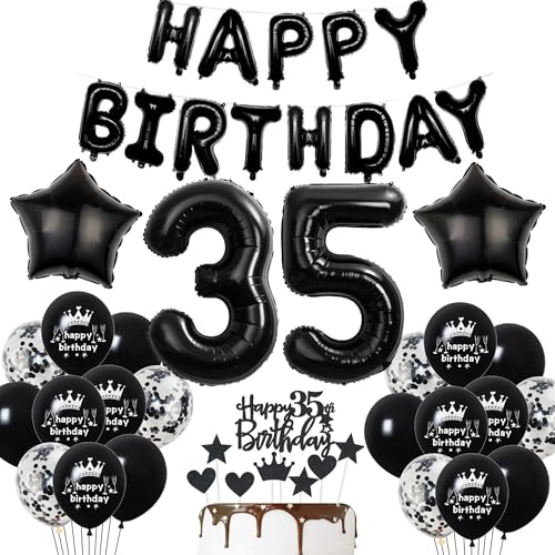 Deko 35. Geburtstag Mann Schwarz Tortendeko 35 Geburtstag Frau Luftballons 35. Schwarz Party Ballons 35 Dekoration Geburtstagsdeko 35 Jahre Mann Deko Schwarze von Haosell