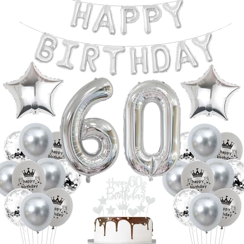 Deko 60. Geburtstag Mann Silber Luftballon 60 Jahre Silber Party Ballons 60 Geburtstag Dekoration 60 Geburtstags ballon Frau Luftballon 60 Jahre Party Deko von Haosell