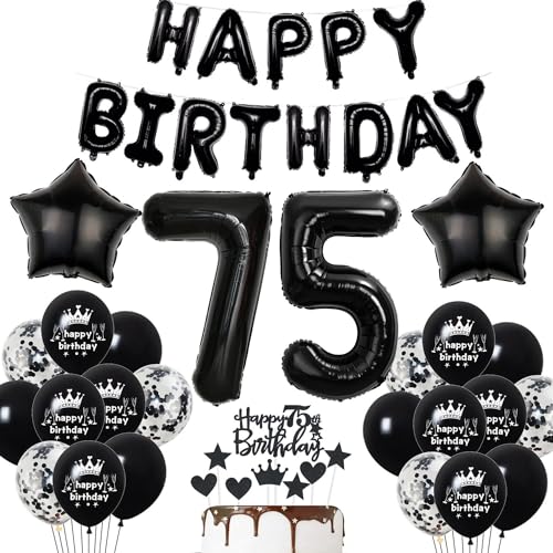Deko 75. Geburtstag Mann Schwarz Tortendeko Luftballons Party Ballons Dekoration Geburtstagsdeko Jahre Frau Deko 75. Geburtstag Mann Schwarz Tortendeko Luftballons Party Ballons Dekoration Geburtstagsdeko Jahre Frau von Haosell
