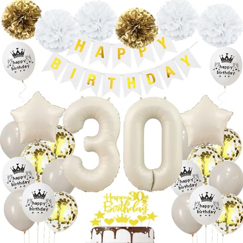 Geburtstagsdeko 30 Beige Gold, Luftballons 30 Geburtstag Frau Mann, Deko 30. Geburtstag Luftballons, Beige 30. Dekorationen, Sandweiß 30 Jahre Geburtstagsdeko, Luftballon 30 von Haosell