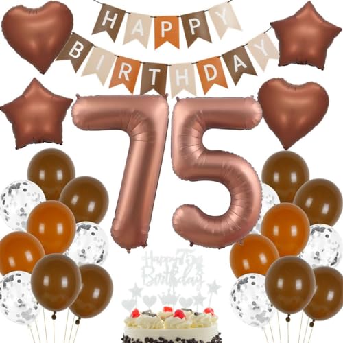 Geburtstagsdeko 75 Jahre Braun, Luftballons 75. Braun Party Ballons, Deko 75 Geburtstag Frau Mann, Ballon 75 Beige Braun, 75. Geburtstag Party Deko, Luftballons 75 Jahre Boho Geburtstag Braun von Haosell