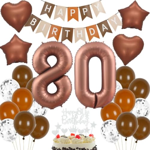 Haosell 80. Geburtstag Luftballons, 26 Stück, Braun, Beige, Ballonsatz, Geburtstagsdeko, Erwachsene, 80. Geburtstag, Partygäste, Unisex Haosell 80. Geburtstag Luftballons, 26 Stück, Braun, Beige, Ballonsatz, Geburtstagsdeko, Erwachsene, 80. Geburtstag, Partygäste, Unisex von Haosell