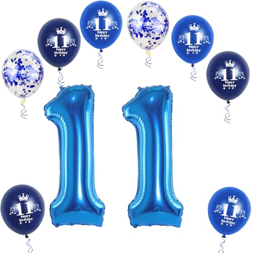 Haosell XL Folienballon 11, Zahl 11 Blau, 32" Geburtstagsdeko Ballon Zahl 11 von Haosell