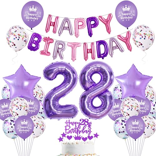 Lila 28 Geburtstag Deko Frau Luftballon 28. Geburtstag Frauen Lila 28 Dekoration Lila Tortendeko Geburtstagsdeko 28 Jahre Lila 28. Party Deko Ballon 28 Frau von Haosell