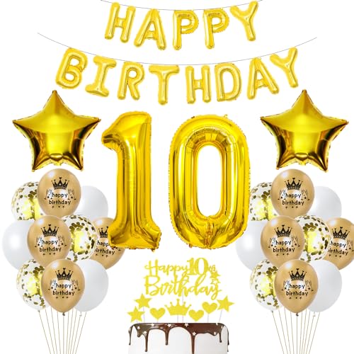 Luftballon 10. Geburtstag Deko Gold 10 Geburtstag Mädchen Gold Deko 10 Geburtstag Junge Mädchen Geburtstagsdeko 10 Jahre Luftballon Gold Deko 10 Jahr Geburtstag Gold Ballons 10 Party Dekorationen von Haosell