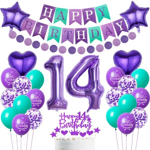 Luftballon 14. Geburtstag Mädchen - Lila Ballons Dekoration, Zahl 14 Tortendeko, Party Deko Jahre Luftballon 14. Geburtstag Mädchen - Lila Ballons Dekoration, Zahl 14 Tortendeko, Party Deko Jahre von Haosell