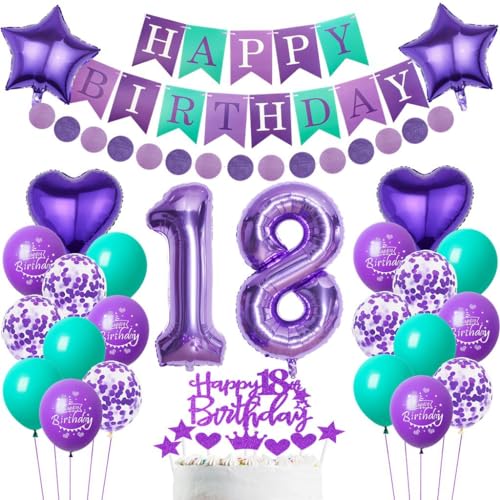 Luftballon 18. Geburtstag Mädchen Lila Luftballons Jahre Geburtstag Dekoration Lila Ballon Geburtstag 18 Zahl Lila Mädchen Lila 18. Tortendeko Geburtstag Party Deko Jahre Geburtstag Mädchen von Haosell
