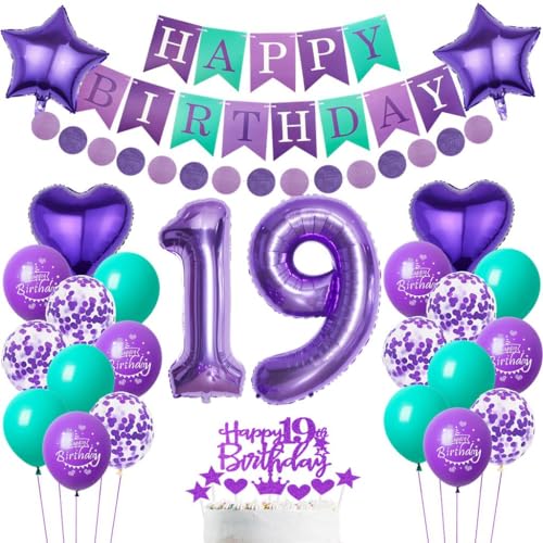Luftballon 19. Geburtstag Mädchen Lila Luftballons Jahre Geburtstag Dekoration Lila Ballon Geburtstag 19 Zahl Lila Mädchen Lila 19. Tortendeko Geburtstag Party Deko Jahre Geburtstag Mädchen von Haosell