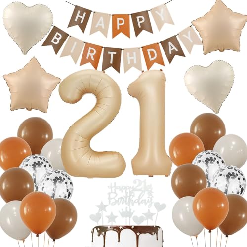 Luftballon 21 Geburtstag Creme, Luftballon 21 Geburtstag Nude, 21 Geburtstag Deko, 21 Geburtstag Frau Mann, Beige 21 Ballon Deko, 21. Geburtstag Dekorationen, Boho 21 Luftballon Beige von Haosell