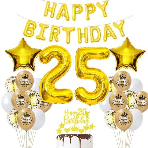 Luftballon 25. Geburtstag Deko Gold 25 Geburtstag Frau Gold Deko 25 Mann Frau Geburtstagsdeko 25 Jahre Luftballon Gold 25 Jahr Ballons 25 Party Dekorationen von Haosell