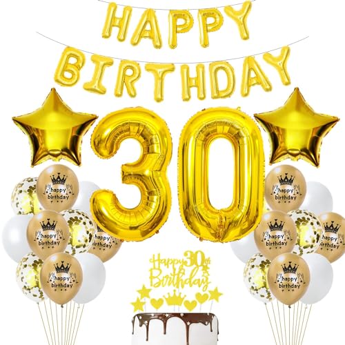 Haosell Luftballon 30. Geburtstag Deko Set Gold 30 Stück Unisex Erwachsene 30. Geburtstag Feiernde von Haosell