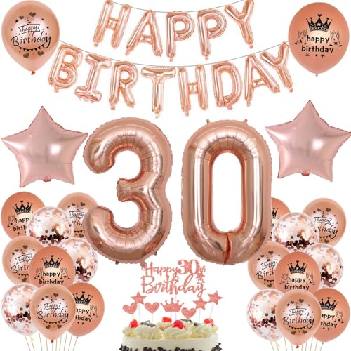 Luftballon 30. Geburtstag frau Rosegold deko Folienballon 30 jahre Geburtstags deko frau Rosegold set happy Birthday 30 Geburtstagsdeko frau Ballon 30 jahre Geburtstag Dekoration Frauen set（30） von Haosell