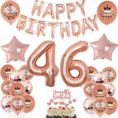 Luftballon 46. Geburtstag frau Rosegold deko Folienballon 46 jahre Geburtstags deko frau Rosegold set happy Birthday 46 Geburtstagsdeko Ballon 46 jahre Geburtstag Dekoration Frauen set（46） von Haosell