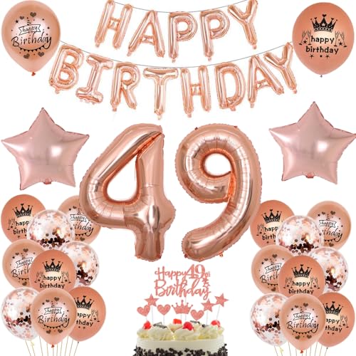 Luftballon 49. Geburtstag frau Rosegold deko Folienballon 49 jahre Geburtstags deko frau Rosegold set happy Birthday 49 Geburtstagsdeko frau Ballon 49 jahre Geburtstag Dekoration Frauen set（49） von Haosell