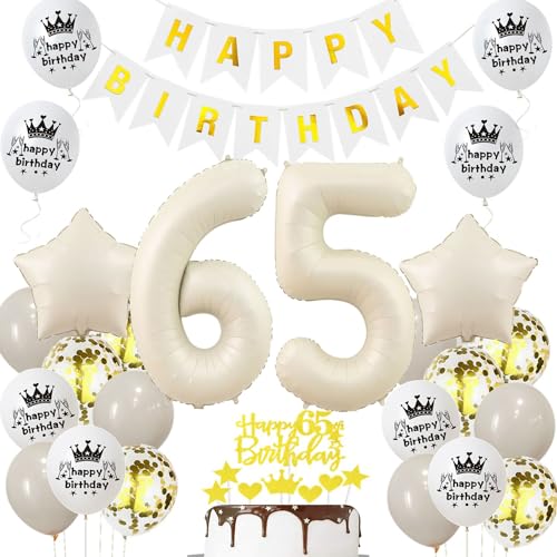 Luftballon 65. Geburtstag Creme - Deko für Frau und Mann, Gold Beige Dekorationen, Ballons für 65. Geburtstagsfeier Luftballon 65. Geburtstag Creme - Deko für Frau und Mann, Gold Beige Dekorationen, Ballons für 65. Geburtstagsfeier von Haosell