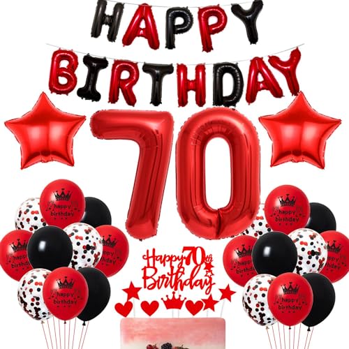 Luftballon 70 Frau Geburtstagsdeko Rot Schwarz 70. Geburtstag Deko Rot 70. Ballons Party Deko Frau 70 Jahre Geburtstagsdeko Rot Schwarz 70. Party Rot Tortendeko 70 Geburtstag von Haosell