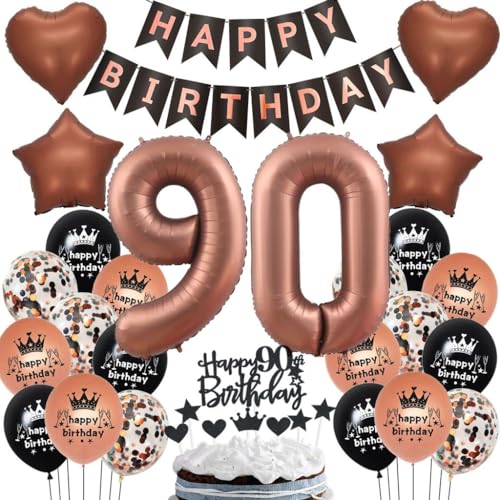 Luftballon 90. Geburtstag Deko, 90 Schokolade Ballons, 90 Geburtstag Deko Dunkelbraun, Geburtstagsdeko 90 Frau Braun, 90. Ballon für Frau Mann, Braun 90. Geburtstag Party Dekoration von Haosell