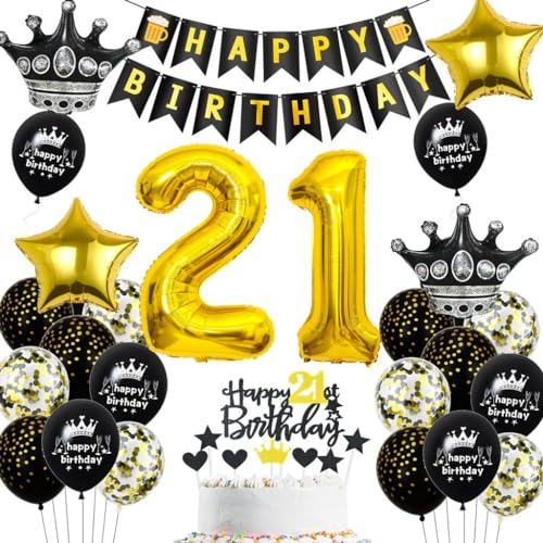 Luftballons 21 Jahre Geburtstag Gold Schwarz, 21. Geburtstag Dekoration Gold Schwarz, Mann Frau 21. Party Deko, Gold Schwarz Geburtstagsdeko 21 Jahre, Gold Schwarz Ballon 21 Jahre Männer Frauen Luftballons 21 Jahre Geburtstag Gold Schwarz, 21. Geburtstag Dekoration Gold Schwarz, Mann Frau 21. Party Deko, Gold Schwarz Geburtstagsdeko 21 Jahre, Gold Schwarz Ballon 21 Jahre Männer Frauen von Haosell