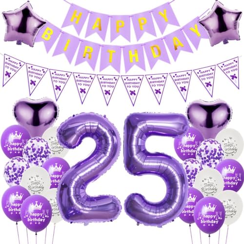 Luftballons 25. Geburtstag Dekoration Lila, 25. Geburtstag Dekoration Frau, Ballons 25 Zahl Lila, Frauen 25. Party Deko, Ballon 25. Frau , Deko 25. Ballon von Haosell
