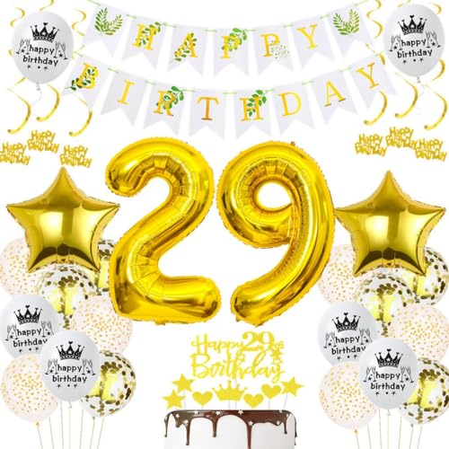 Luftballons 29. Geburtstag Gold, 29 Geburtstag Deko Luftballon Gold, 29 Jahre Geburtstagsdeko Frau Mann, 29. Geburtstag Party Deko Männer Frauen, Ballon 29 Jahre Party Dekorationen Gold von Haosell