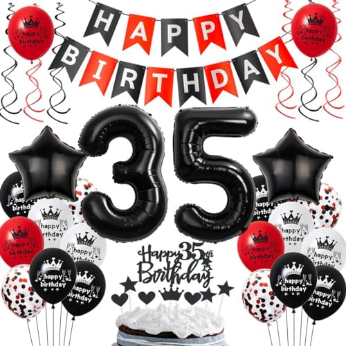 Luftballons 35. Geburtstagsdeko Rot Schwarz, 35 Jahre Schwarz Rot Geburtstag Partydekoration, 35. Luftballons Geburtstag Rot Schwarz, Ballons 35 Jahre Mann Frau, 35. Geburtstag Party Deko von Haosell