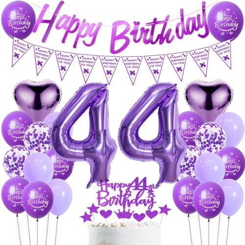 Luftballons 44. Geburtstag Frau Lila - Dekoration Für Frauen, Deko 44 Jahre, Ballon Geburtstagdeko von Haosell