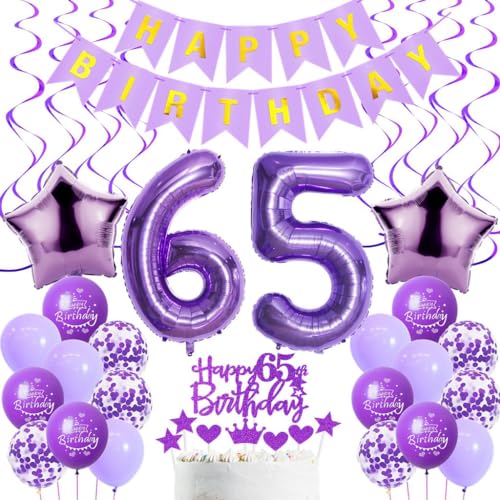 Luftballons 65. Geburtstag Frau Deko, Lila 65. Geburtstag Party Deko, Geburtstagsdeko 65 Jahre Frauen Lila, 65. Geburtstag Dekoration Frau, Lila 65. Tortendeko Geburtstag,65. Ballon Lila von Haosell