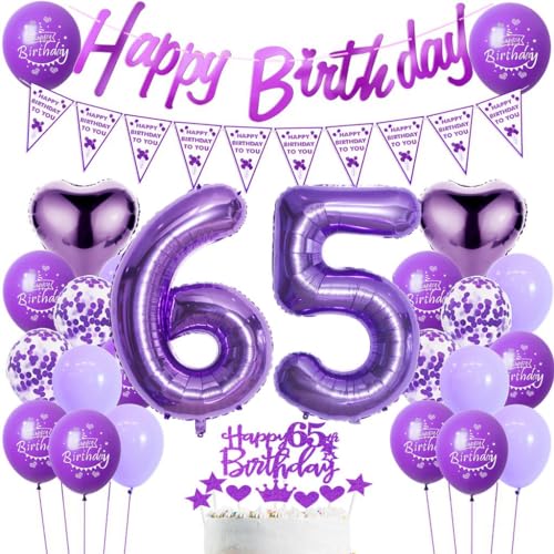 Luftballons 65. Geburtstag Frau Lila - Dekoration für Frauen, Ballon Geburtstagdeko 65 Jahre Luftballons 65. Geburtstag Frau Lila - Dekoration für Frauen, Ballon Geburtstagdeko 65 Jahre von Haosell
