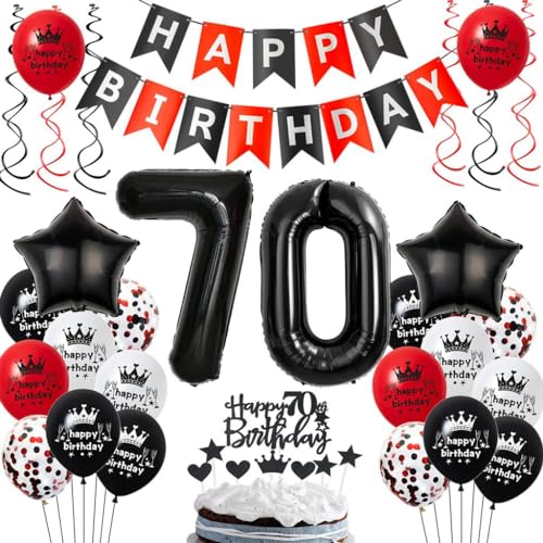 Luftballons 70. Geburtstagsdeko Rot Schwarz, 70 Jahre Schwarz Rot Geburtstag Partydekoration, 70. Luftballons Geburtstag Rot Schwarz, Ballons 70 Jahre Mann Frau, 70. Geburtstag Party Deko von Haosell