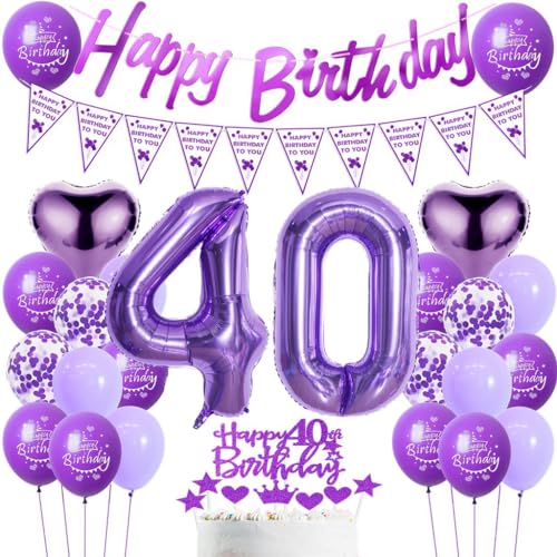 Luftballons Geburtstag 40. Frau Lila, 40. Geburtstag Dekoration Frauen, Luftballons 40. Geburtstag Dekoration Lila,Deko 40. Geburtstag Frau, Lila Ballon Geburtstagdeko 40 Jahre Frauen von Haosell