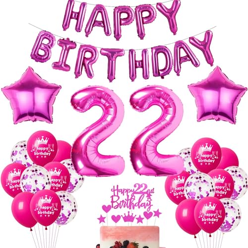 Rosa Luftballon 22. Geburtstag Hot Pink Geburtstag Luftballon 22 Jahre Rosa Ballon 22. Geburtstagsdeko 22 Jahre Frauen 22 Party Deko Rosa 22. Frau Dekorationen Rose von Haosell