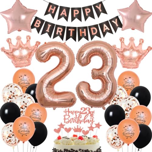 Rosegold 23 Jahr Geburtstag Frau, Rosegold Luftballon 23 Geburtstag Frau, 23. Dekorationen Frauen, Schwarz 23. Party Deko, Geburtstagsdeko 23 Jahr Schwarz von Haosell