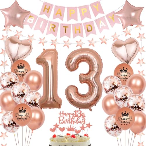 Rosegold Luftballon 13 Geburtstag Mädchen, 13 Jahr Geburtstag Mädchen, Ballon 13. Geburtstag Rosegold, Geburtstagsdeko 13 Jahr Rosegold, Mädchen Deko 13. Geburtstag, Roségold 13. Party Ballons von Haosell