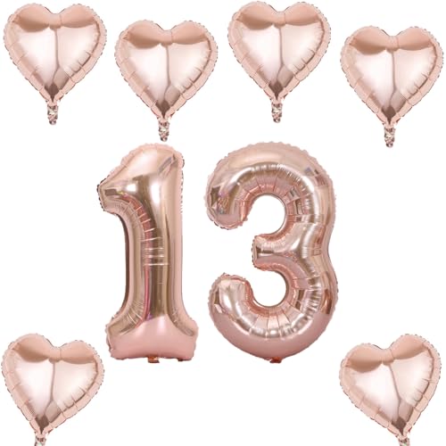 Roségold Zahlen Luftballon 13 +6 pcs herz Heliumballon 13. Geburtstag Deko für Mädchen,40" Roségold Riesen Folienballon 13 für 13 Jahre Geburtstag deko, Roségold Helium Zahlenballon 13 Roségold Zahlen Luftballon 13 +6 pcs herz Heliumballon 13. Geburtstag Deko für Mädchen,40" Roségold Riesen Folienballon 13 für 13 Jahre Geburtstag deko, Roségold Helium Zahlenballon 13 von Haosell