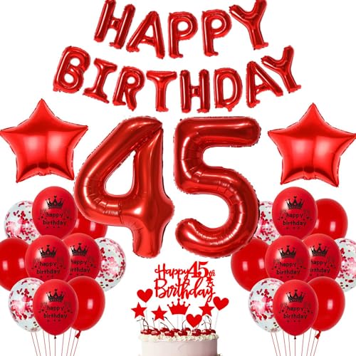 Rot 45. Geburtstag Deko Luftballon 45 Geburtstag Frau Rot 45. Ballons Party Deko Frau 45 Jahre Geburtstagsdeko Rot Ballon 45 Luftballons Junge 45. Party Dekoration Rot von Haosell