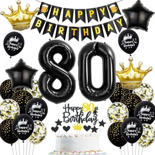 Schwarz Gold 80 Geburtstag Mann Frau Deko, Luftballons 80. Geburtstagdeko Schwarz Gold, 80. Geburtstag Dekoration, Schwarz Tortendeko Geburtstag 80 Jahre, Männer 80. Party Deko Gold Schwarz Schwarz Gold 80 Geburtstag Mann Frau Deko, Luftballons 80. Geburtstagdeko Schwarz Gold, 80. Geburtstag Dekoration, Schwarz Tortendeko Geburtstag 80 Jahre, Männer 80. Party Deko Gold Schwarz von Haosell