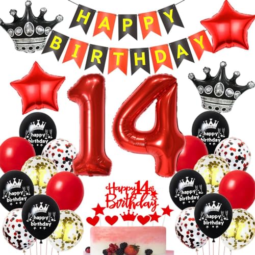 Schwarz Rot 14. Geburtstag Dekoration,Luftballons 14. Geburtstag Mädchen Rot Schwarz,Ballons 14 Jahre Geburtstagsdeko Junge Mädchen,14 Jahre Geburtstagsdeko Rot, Deko 14. Geburtstag Mädchen Rot Schwarz Rot 14. Geburtstag Dekoration,Luftballons 14. Geburtstag Mädchen Rot Schwarz,Ballons 14 Jahre Geburtstagsdeko Junge Mädchen,14 Jahre Geburtstagsdeko Rot, Deko 14. Geburtstag Mädchen Rot von Haosell