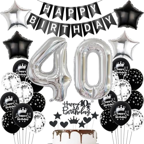 Schwarz Silber Luftballons 40. Geburtstag Dekoration,Schwarz Silber Geburtstagsdeko 40 Jahre Frauen Männer,Schwarz Ballons 40. Geburtstag Mann, Schwarz 40 Jahre Tortendeko,Schwarz 40. Party Deko Schwarz Silber Luftballons 40. Geburtstag Dekoration,Schwarz Silber Geburtstagsdeko 40 Jahre Frauen Männer,Schwarz Ballons 40. Geburtstag Mann, Schwarz 40 Jahre Tortendeko,Schwarz 40. Party Deko von Haosell
