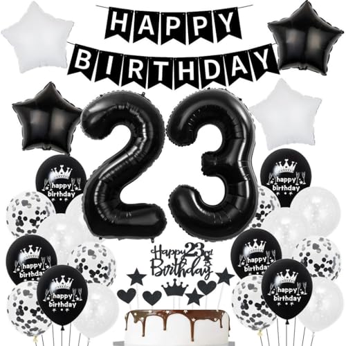 Schwarz Weiß 23. Geburtstag Dekoration, Schwarz Weiß Luftballon 23. Geburtstag Deko, Mann Frau Geburtstagsdeko 23 Jahre, 23. Tortendeko, Ballons 23. Frauen Männer Party Deko von Haosell