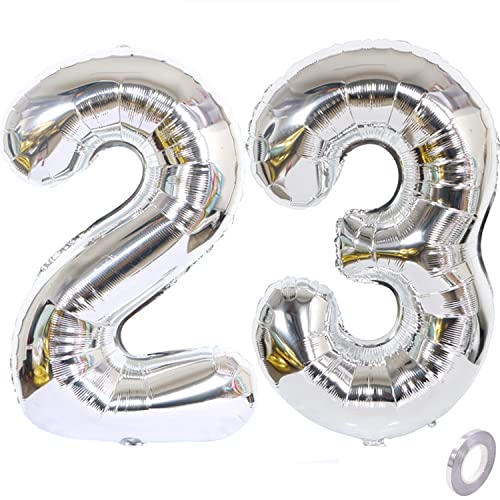 XL Folienballon 23 Geburtstag, Folienballon Zahl 23, Folienballon Zahl 23 Silber, Luftballons Zahl 23, Nummer 23 Luftballon Silber, Folienballon 32" Geburtstagsdeko Ballon Zahl 23 von Haosell