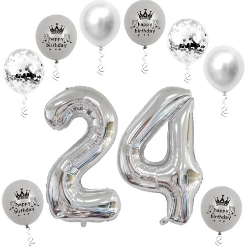 Haosell XL Folienballon 24, Zahl 24 Silber, 32" Geburtstagsdeko Ballon, 1 Stück, Unisex, PVC, für Geburtstage Haosell XL Folienballon 24, Zahl 24 Silber, 32" Geburtstagsdeko Ballon, 1 Stück, Unisex, PVC, für Geburtstage von Haosell