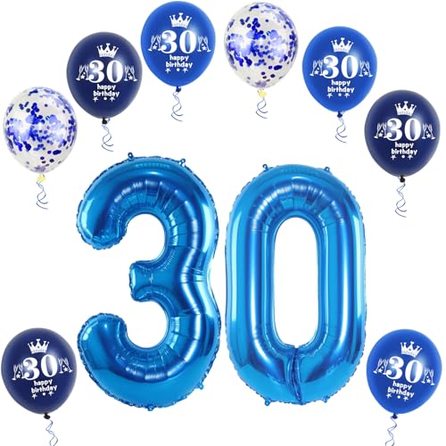 XL Folienballon 30 Geburtstag, Folienballon Zahl 30, Folienballon Zahl 30 Blau, Luftballons Zahl 30, Nummer 30 Luftballon Blau, Folienballon 32" Geburtstagsdeko Ballon Zahl 30 von Haosell