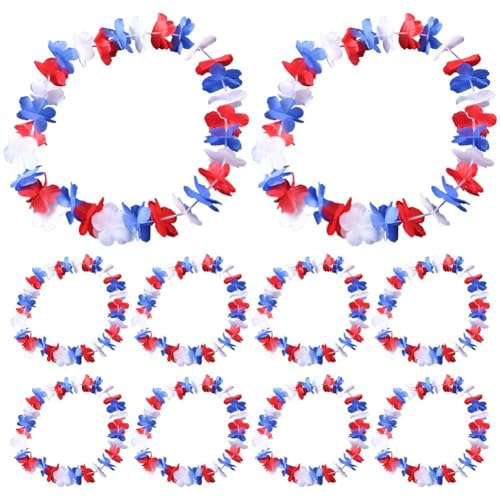 10 Stück Patriotische Blumenketten, Rote, Weiße Und Blaue Blumenketten, 4. Juli-girlanden, Hawaiianische Luau-blumenketten, Großpackung Für Dekorationen Zum 4. Juli, Gedenktag Und Unabhängigkeitstag 10 Stück Patriotische Blumenketten, Rote, Weiße Und Blaue Blumenketten, 4. Juli-girlanden, Hawaiianische Luau-blumenketten, Großpackung Für Dekorationen Zum 4. Juli, Gedenktag Und Unabhängigkeitstag von Haowul