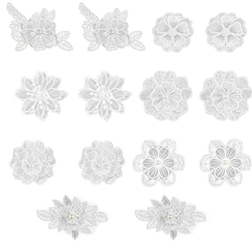 14 Stücke Stickerei Weiße Blumen Nähen Auf Patchabzeichen Hochzeit Braut Kleid 3d Bestickte Applique Diy von Haowul