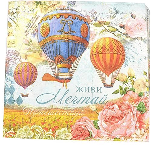 Haowul 20pcs/Pack Floraler Heißluftballon Tisch Decoupage Papier Servietten Blumenbuchstaben Serviettenpapiergewebe Für Party -dekor -vorräte Haowul 20pcs/Pack Floraler Heißluftballon Tisch Decoupage Papier Servietten Blumenbuchstaben Serviettenpapiergewebe Für Party -dekor -vorräte von Haowul