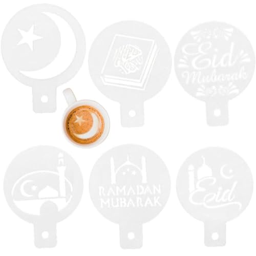 Eid Mubarak Kaffeespray Schablonen Eid Mubarak Ramadan Dekoration Wiederverwendbarer Ramadan -keksschablone Muslim Party Vorräte von Haowul