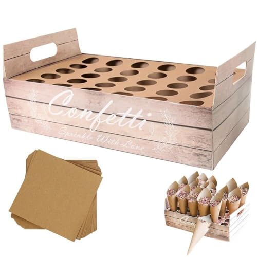 Haowul 30-teiliges Party-konfetti-Kegel-Halter-Box-Set, Ständer, Tablett, Blütenblätter, Blumenstrauß, Süßigkeiten, Hochzeit, Konfetti-Kegel, Konfetti-Kegel-Halter von Haowul