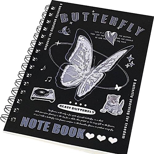 Haowul A5 Spiral Notebook Journal, Ästhetischer Schmetterling Drahtgeordnetes Sketch Book Notepad Diary Memo Planer, A5 Größe & 50 Blätter von Haowul